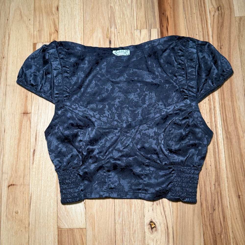 Free People Intimately Olympia Jacquard Floral Satin Crop Top
